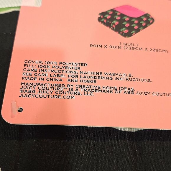 Juicy Couture Home Cherry Print 3-PC Reversible Full/Queen Quilt Set - Picture 7 of 7